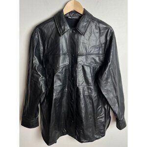 Zara Black Faux Leather Oversized Shacket Shirt Jacket Size XS Women’s